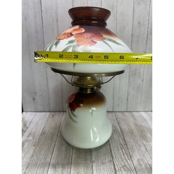Vtg Victorian Hurricane Oil Lamp Painted Floral Design 13" Tall Decor Use - Picture 8 of 14